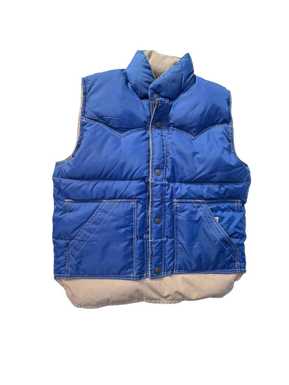 Down Puffer Vest Reversible Blue Beige Boys SZ  XL